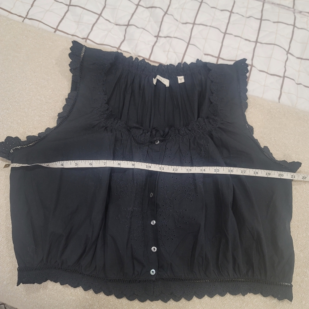 ​DÔEN XL Traveler Top Black Organic Cotton Ruffle Eyelet Blouse - Rare Size! - Picture 7 of 15